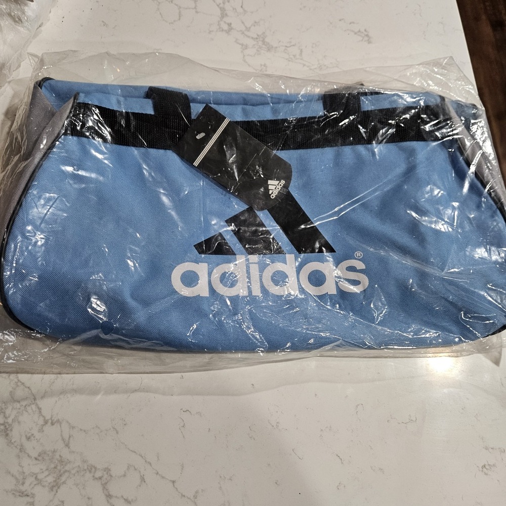 adidas Gym Bag Blue Black White Polyester Sports Duffel o Athletic Training Tote